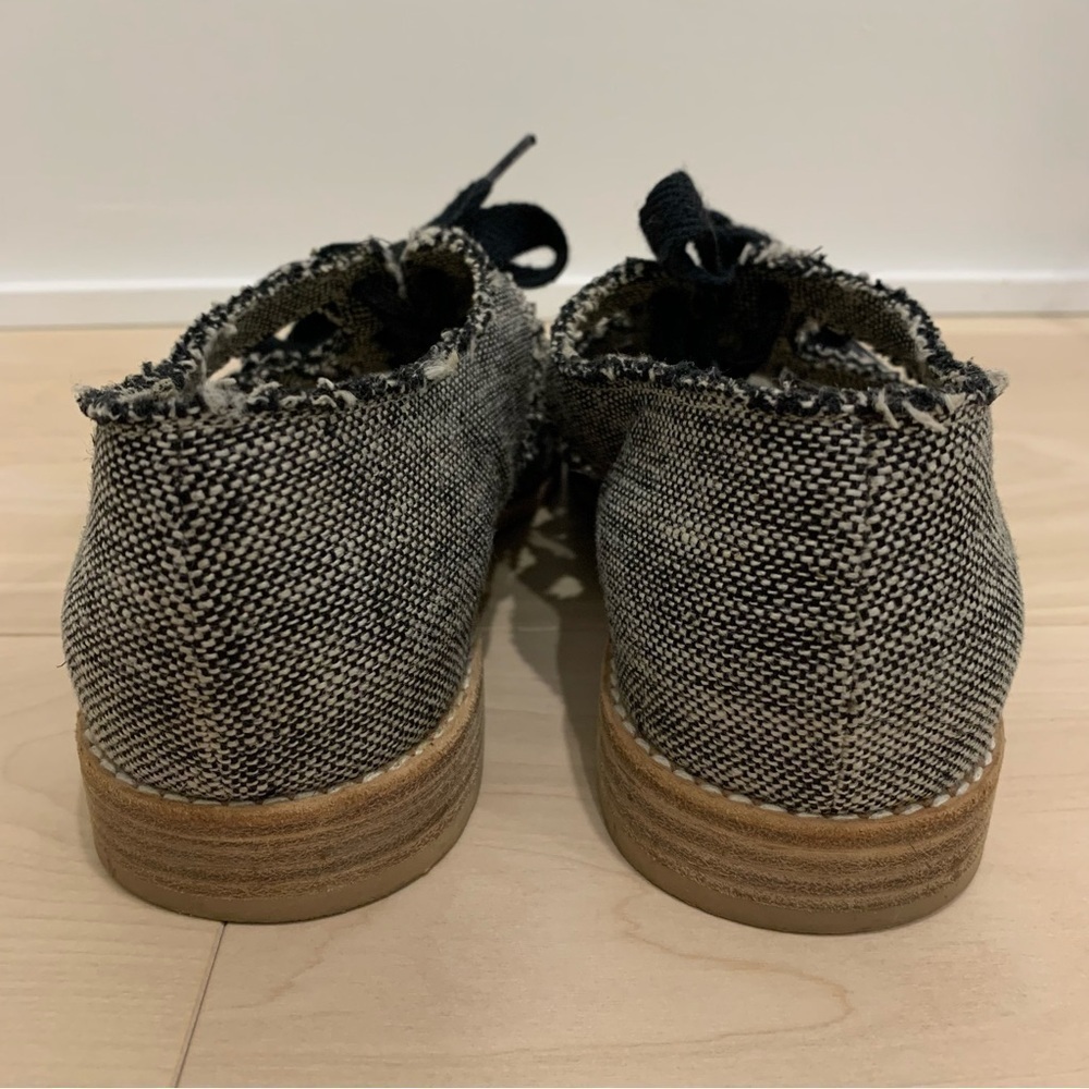 Stuart Weitzman Woven Open Toe Lace-Up Flats Sandals Boho Linen Burlap - Picture 5 of 9
